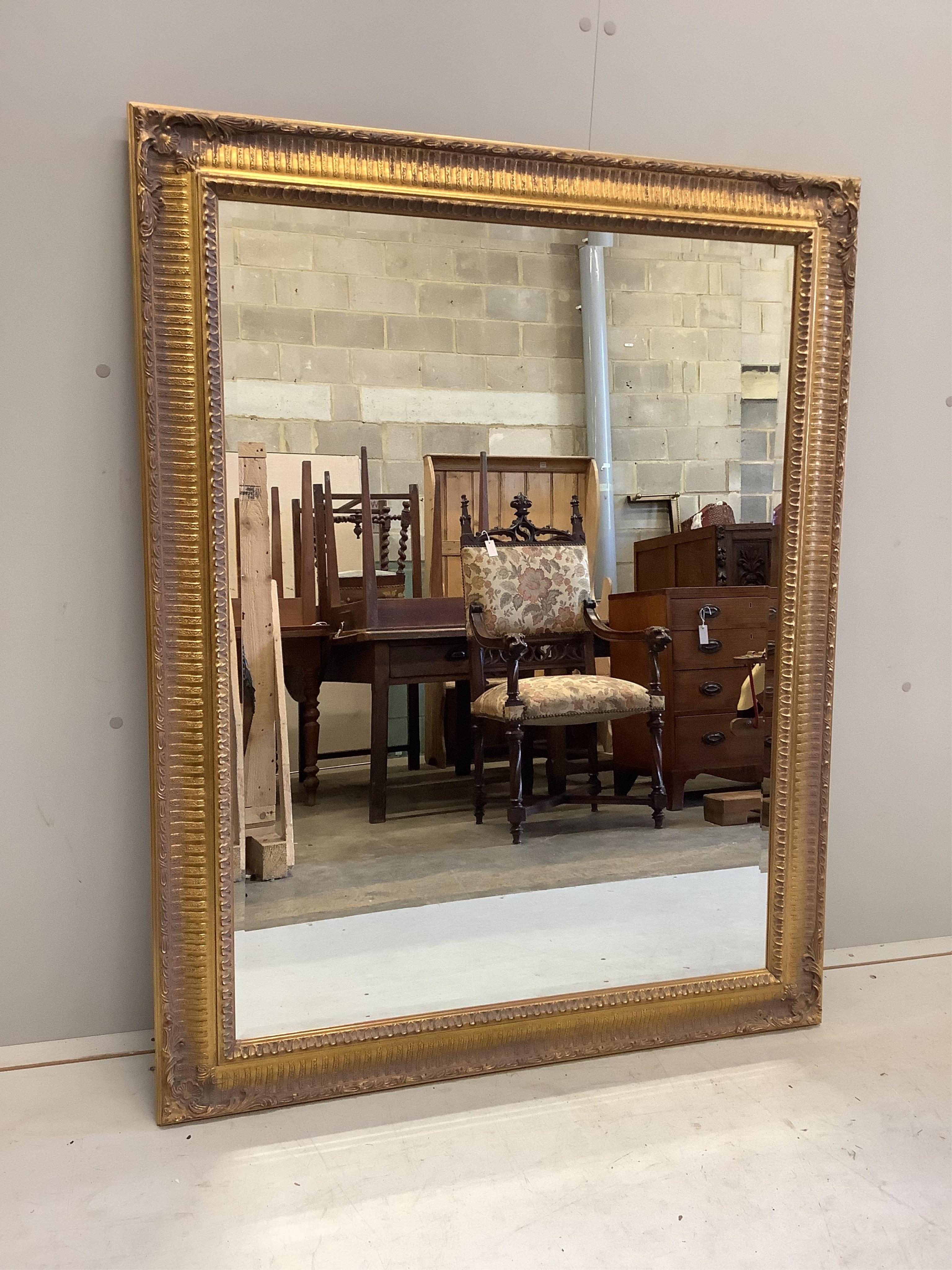 Two reproduction rectangular gilt composition wall mirrors, largest width 93cm, height 119cm